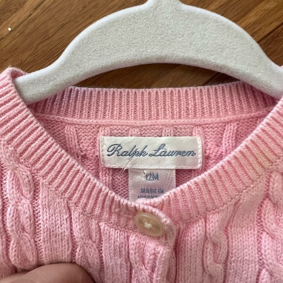 Ralph Lauren Pink Cable Knit Cardigan - Picture 2 of 7